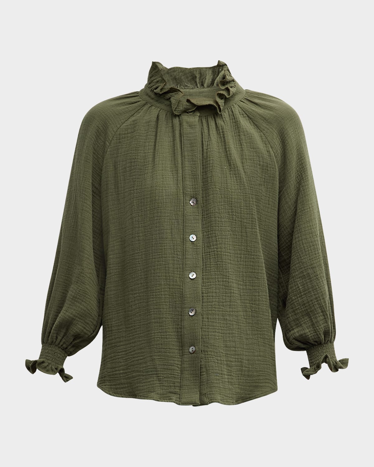 Finley Fiona Ruffle-Trim Cotton Gauze Shirt