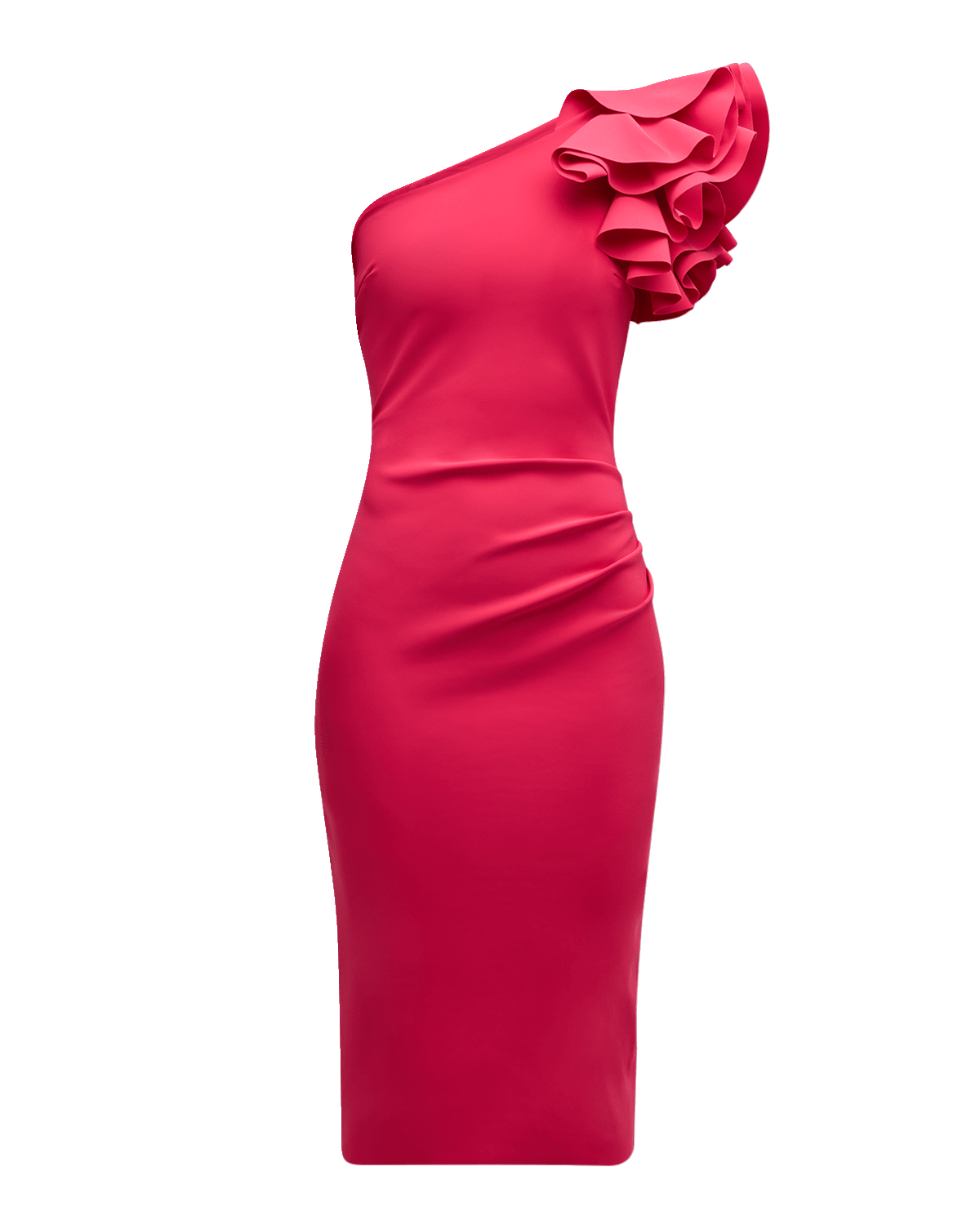Chiara Boni La Petite Robe One-Shoulder Bodycon Ruffle Midi Dress