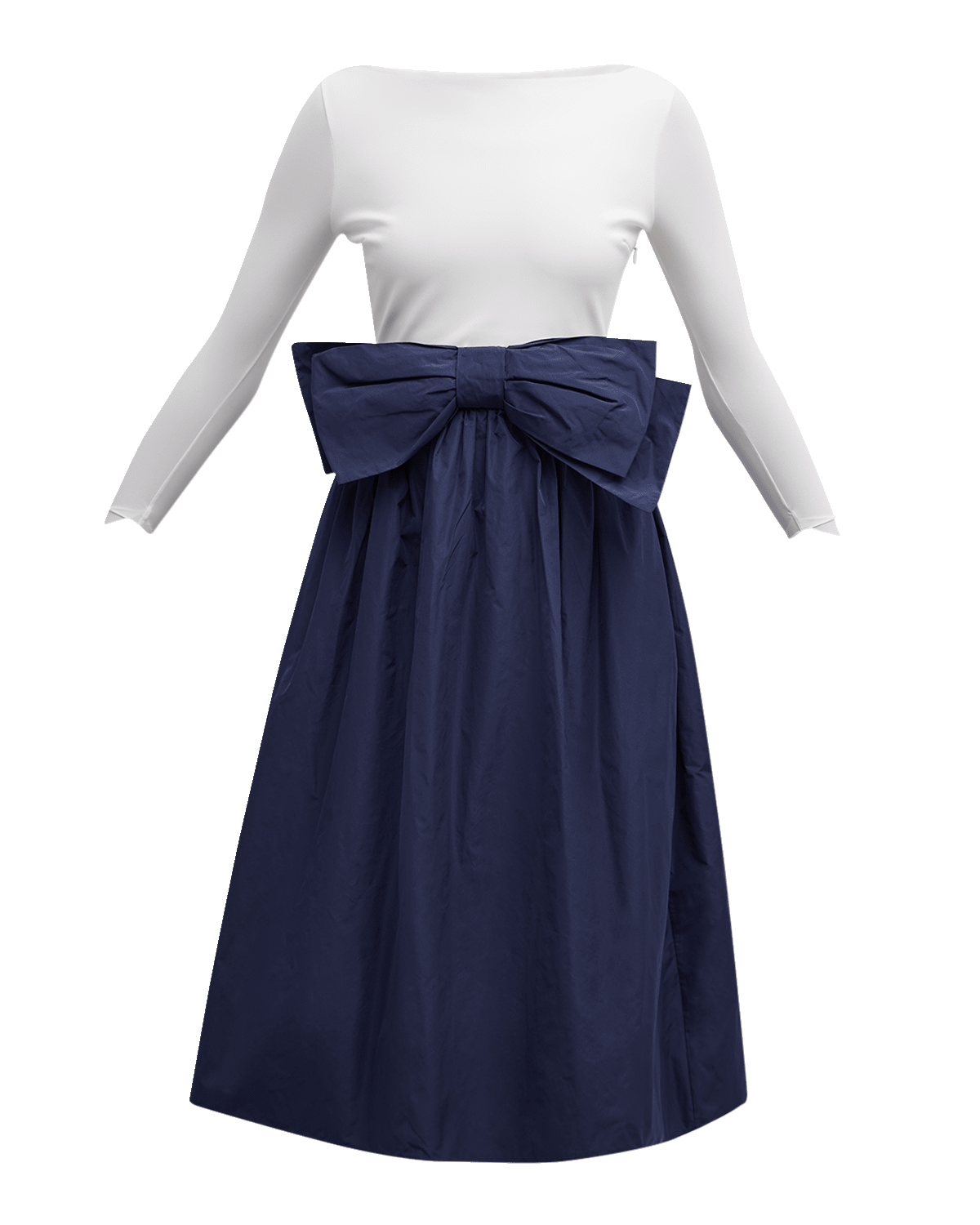 Chiara Boni La Petite Robe Bateau-Neck Bow-Front Mixed Media Midi Dress