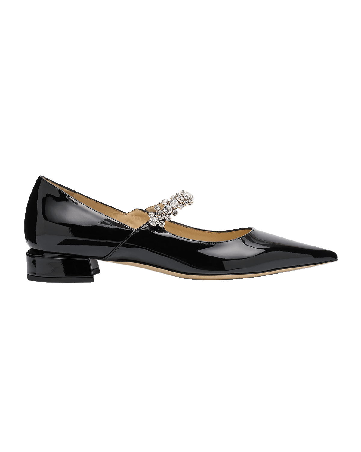 Jimmy Choo Bing Patent Crystal-Strap Ballerina Flats