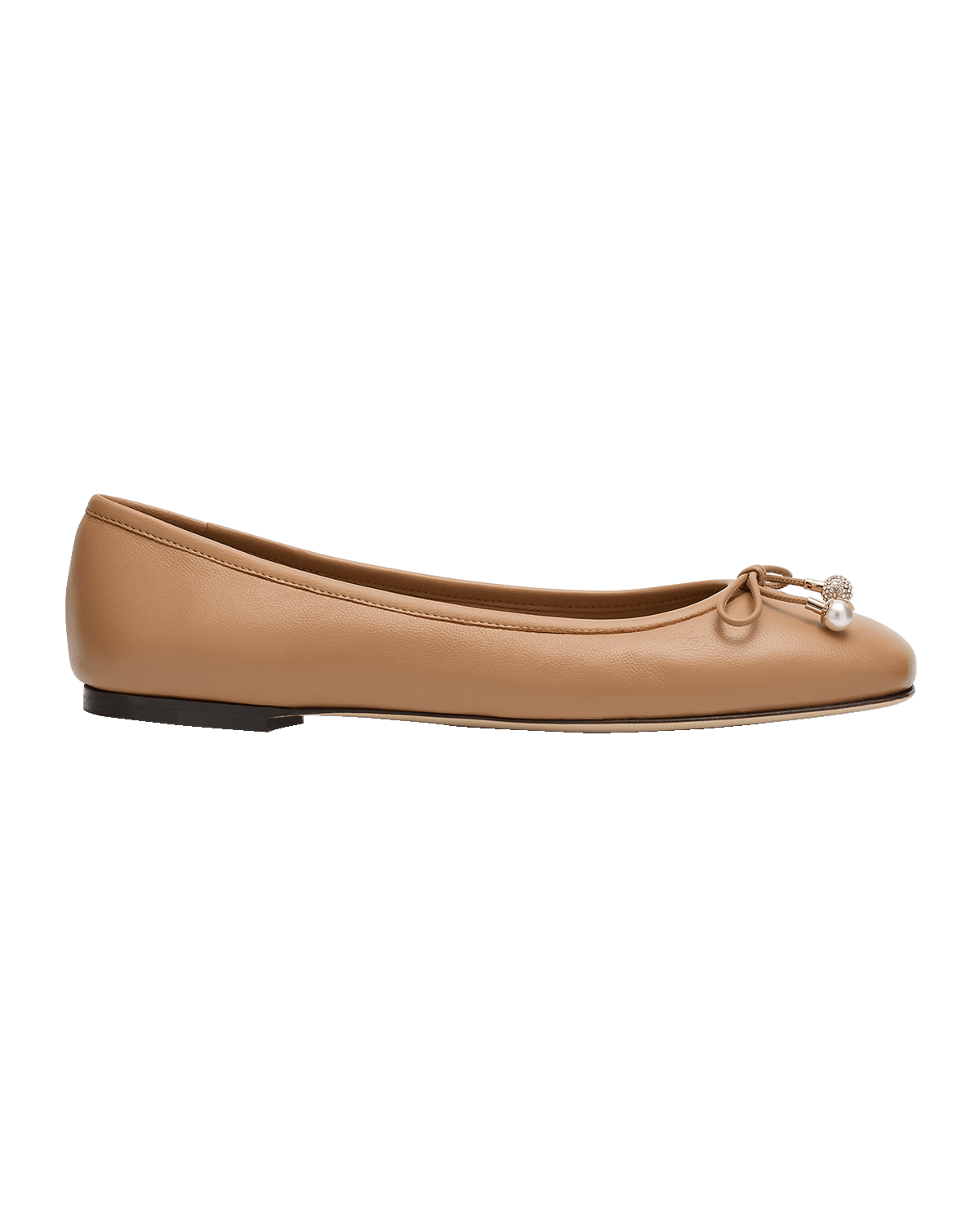Jimmy Choo Elme Leather Bow Ballerina Flats