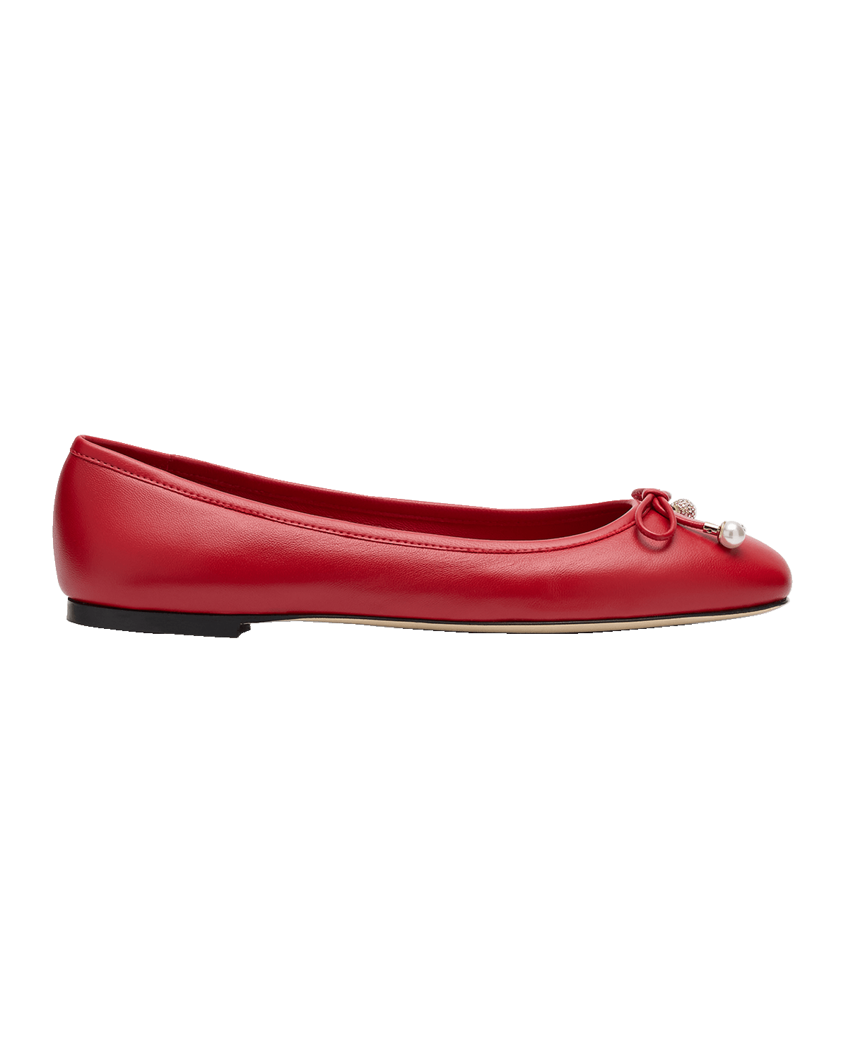 Jimmy Choo Elme Leather Bow Ballerina Flats