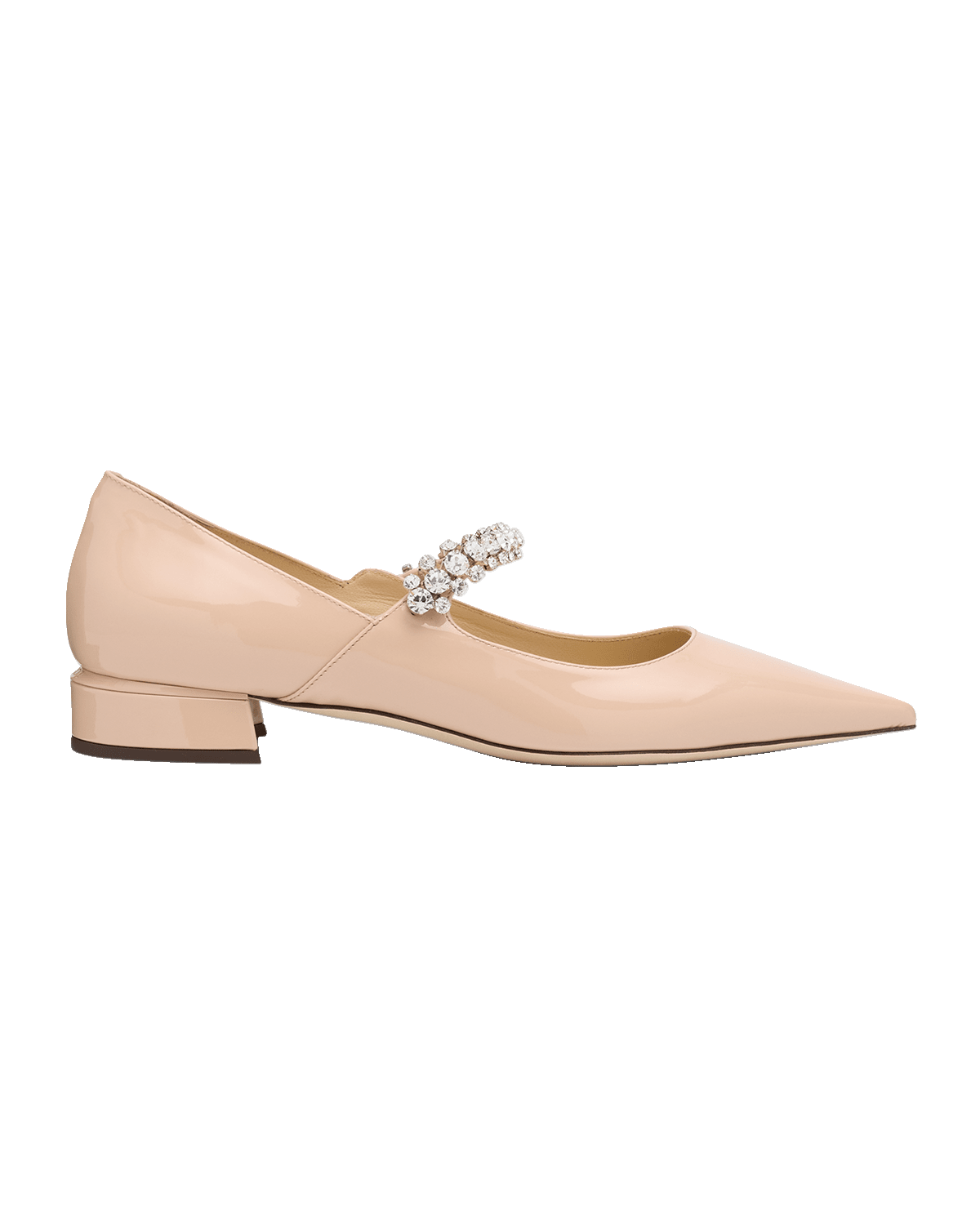 Jimmy Choo Bing Patent Crystal-Strap Ballerina Flats