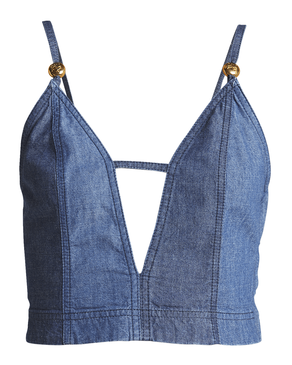 Loewe x Paula Ibiza Anagram-Beaded Strappy Plunging Crop Top