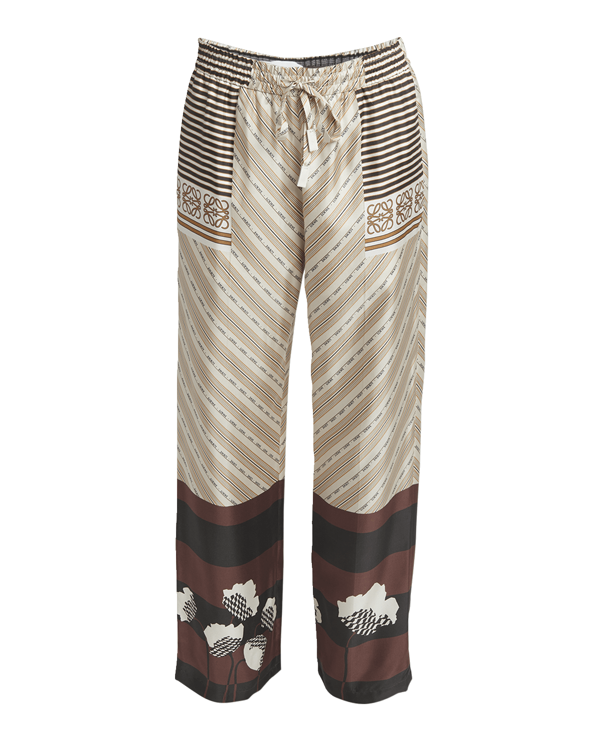 Loewe x Paula Ibiza Anagram Striped Silk Straight-Leg Pajama Trousers