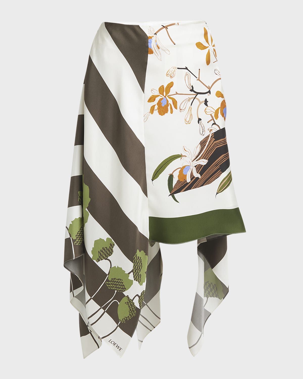Loewe x Paula Ibiza Asymmetric Silk Foulard Skirt