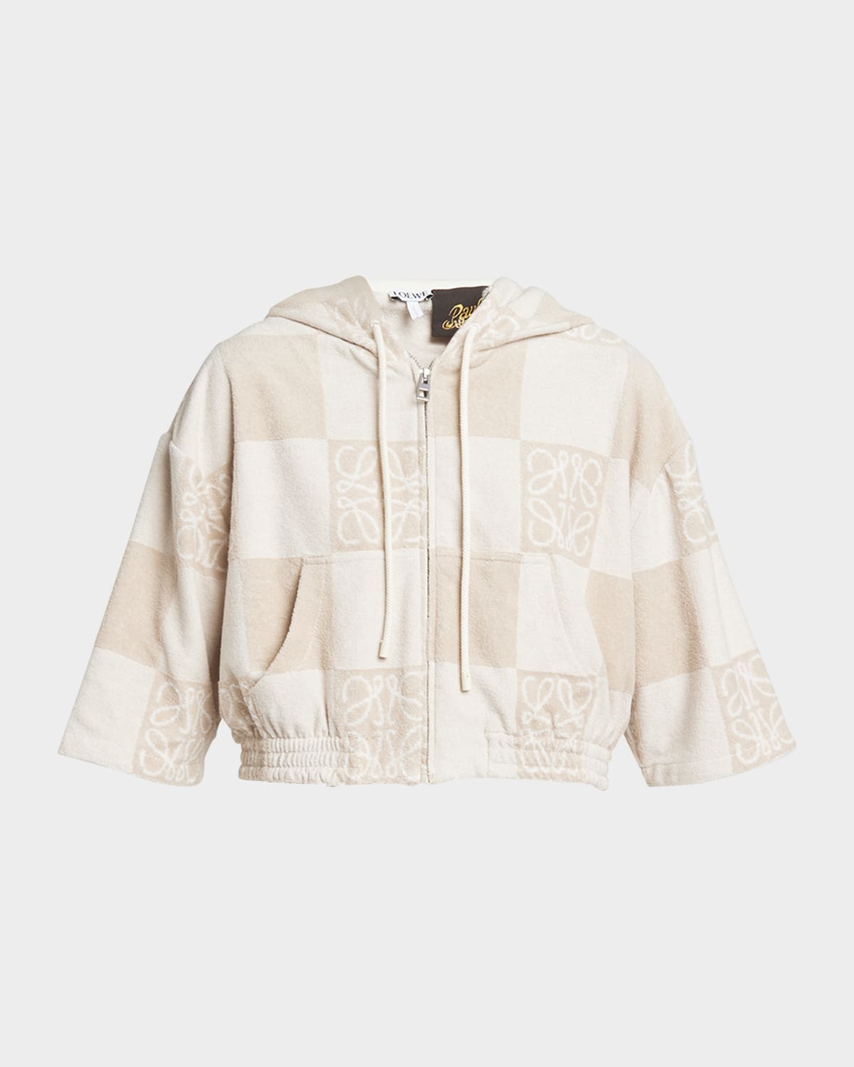 Loewe Anagram Checker Towelling Cropped Hoodie