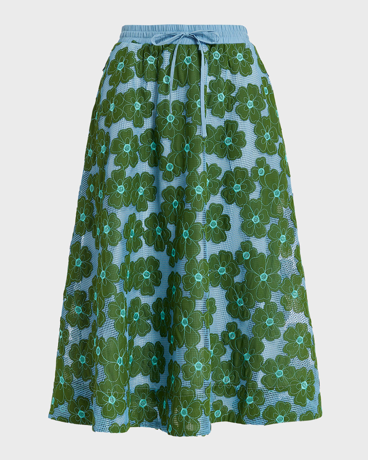 Essentiel Antwerp Feast Two-Tone Floral Embroidered Midi Skirt