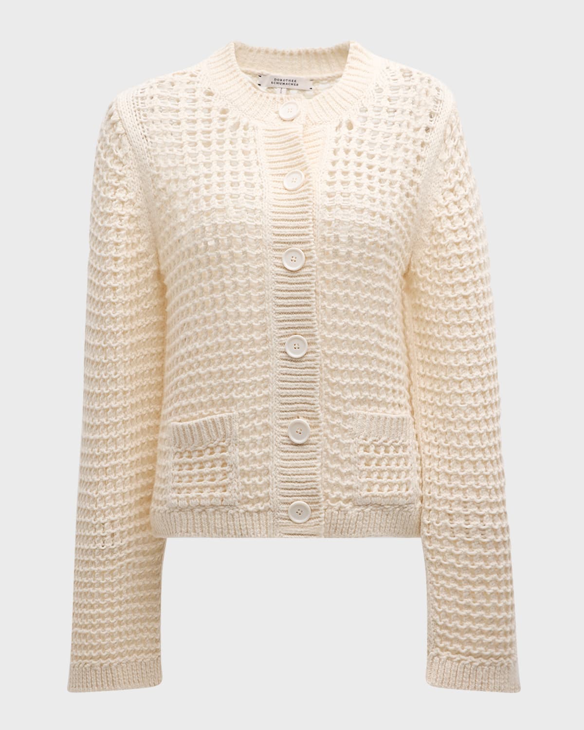 DOROTHEE SCHUMACHER Sporty Crochet Pointelle-Knit Cardigan
