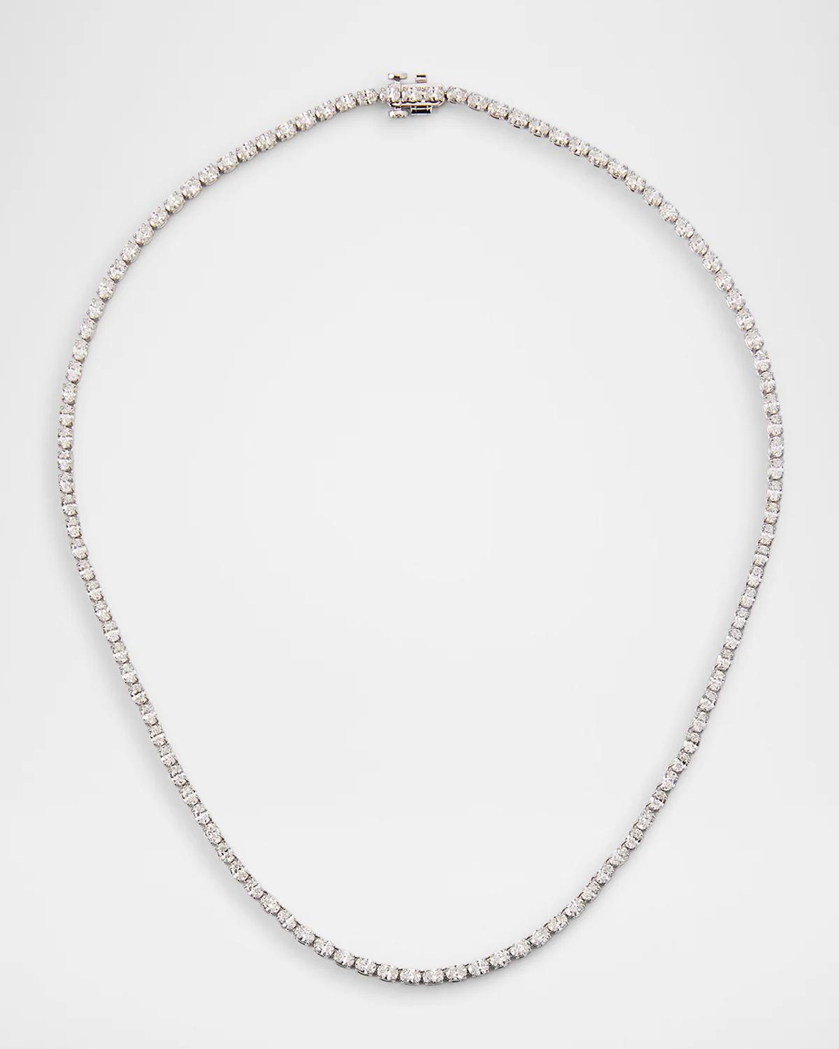 18K White Gold &amp; 11.00 TCW Diamond Tennis Necklace