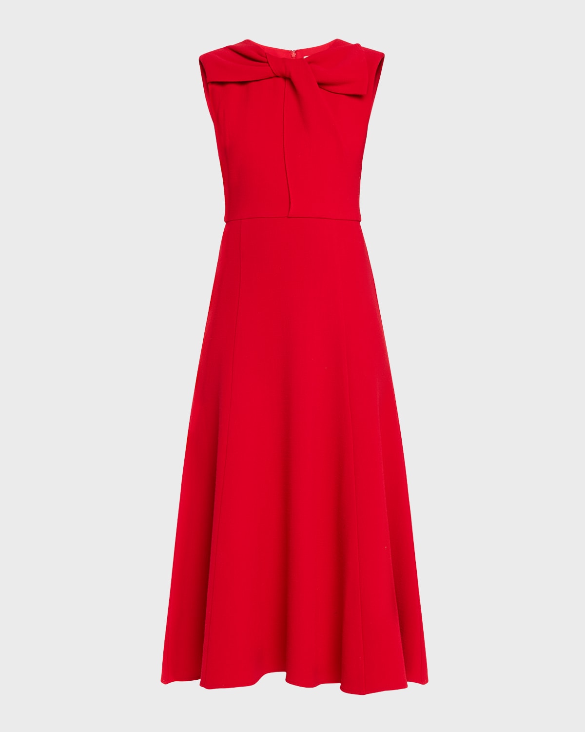 Roland Mouret Bow Sleeveless Wool Crepe Midi Dress