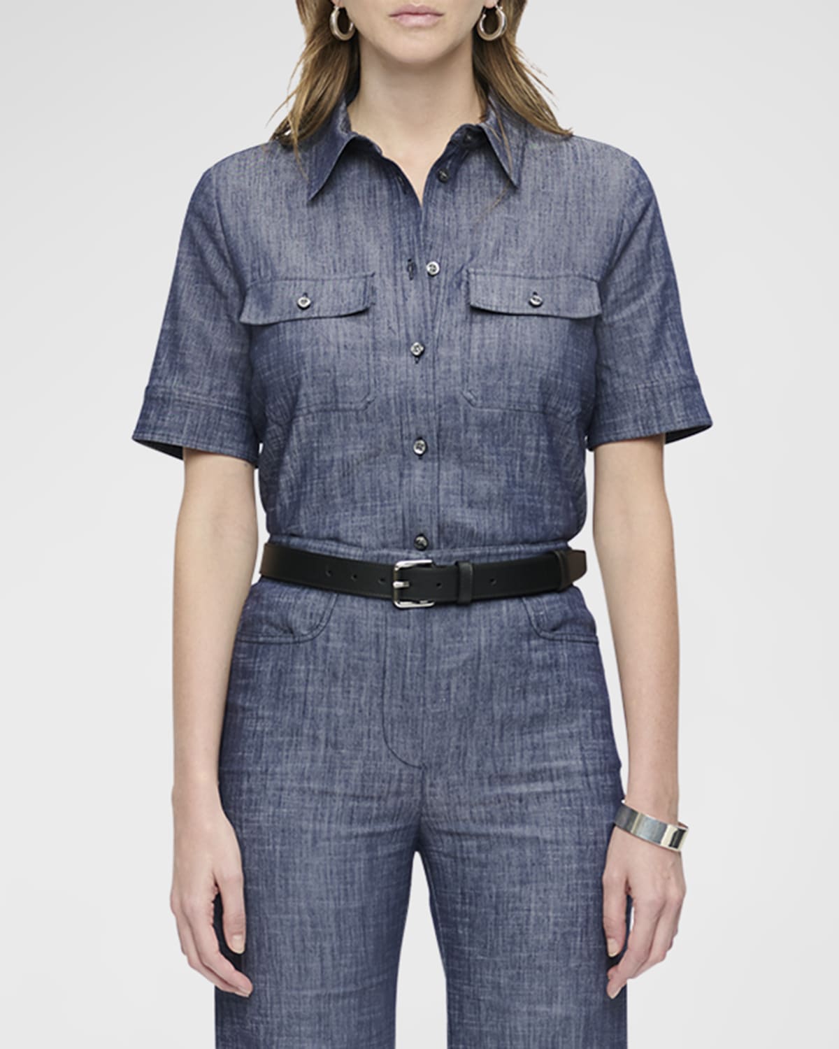 CALLAS Milano Vesper Button-Down Stretch Denim Shirt