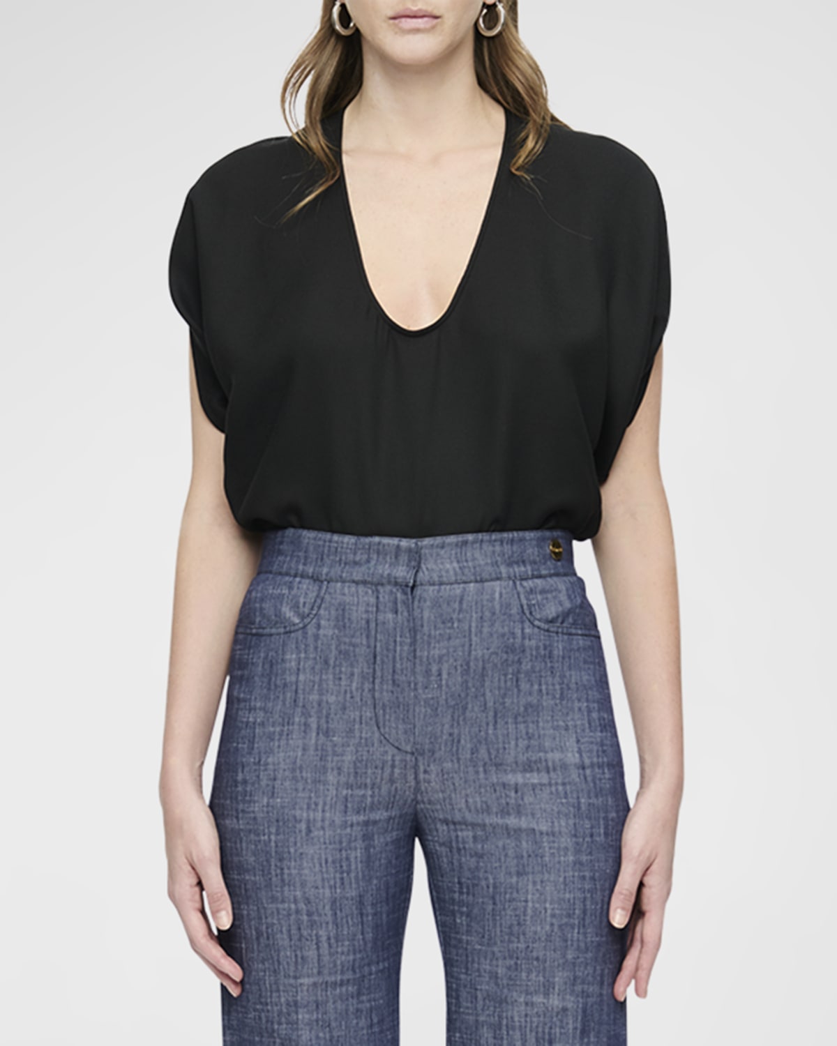 CALLAS Milano Simone Sleeveless Draped Top