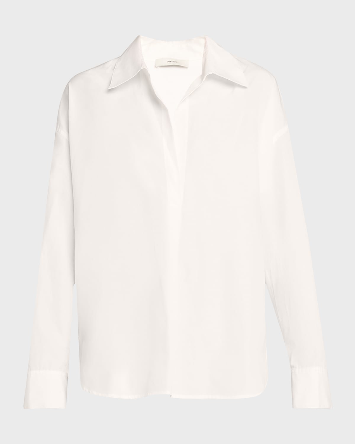 Vince Half-Placket Long-Sleeve Cotton Shirt