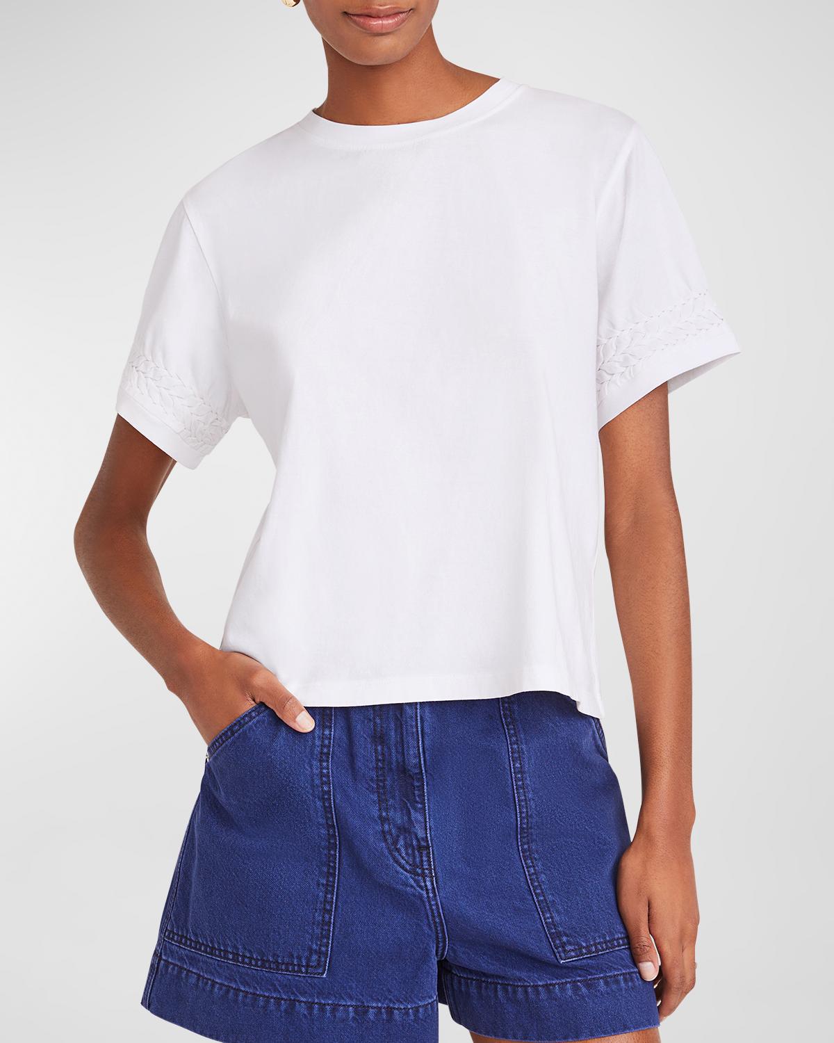 Merlette Cooper Smocked Crewneck Jersey Top
