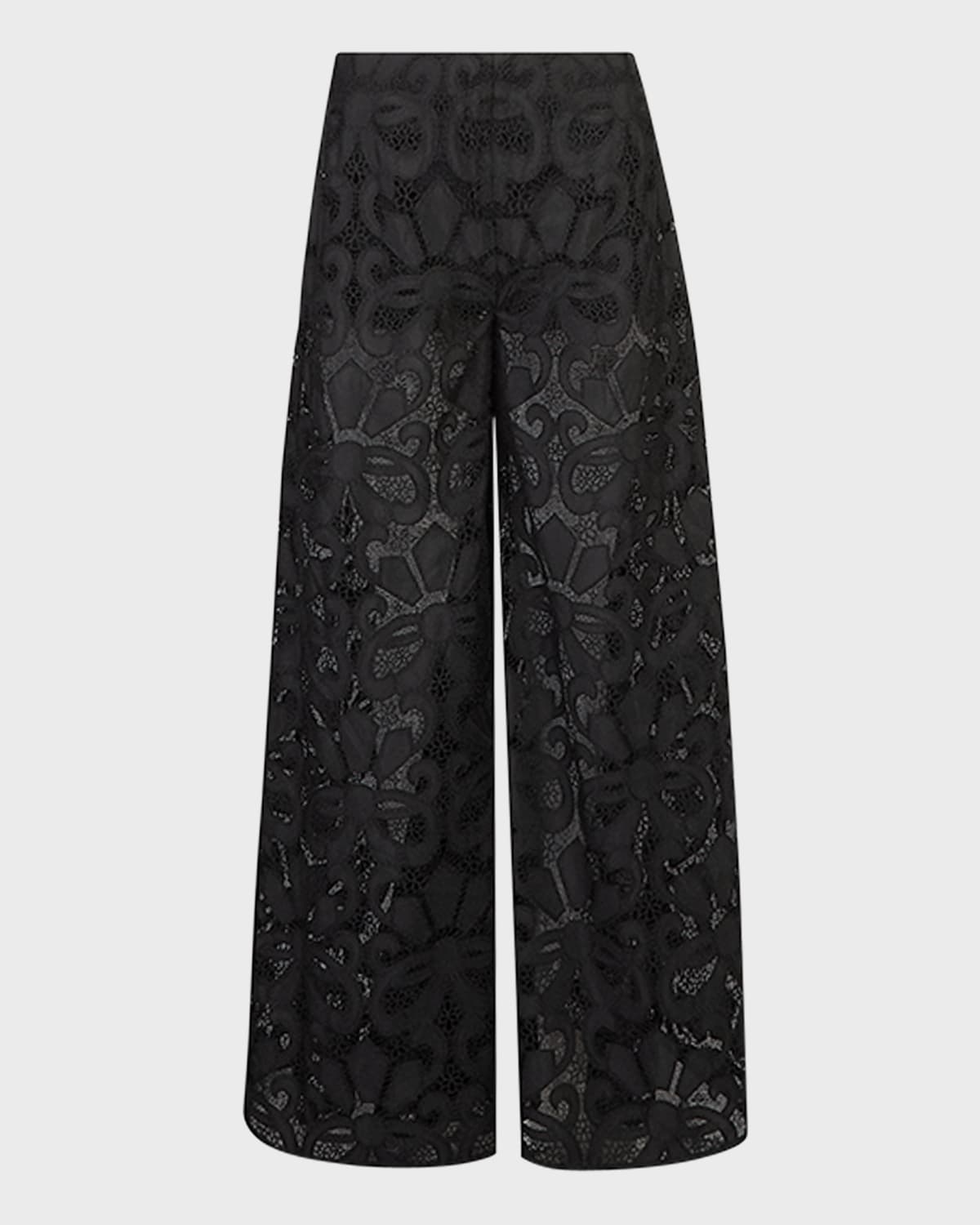 Anne Fontaine Clotilde Wide-Leg Floral Lace Pants