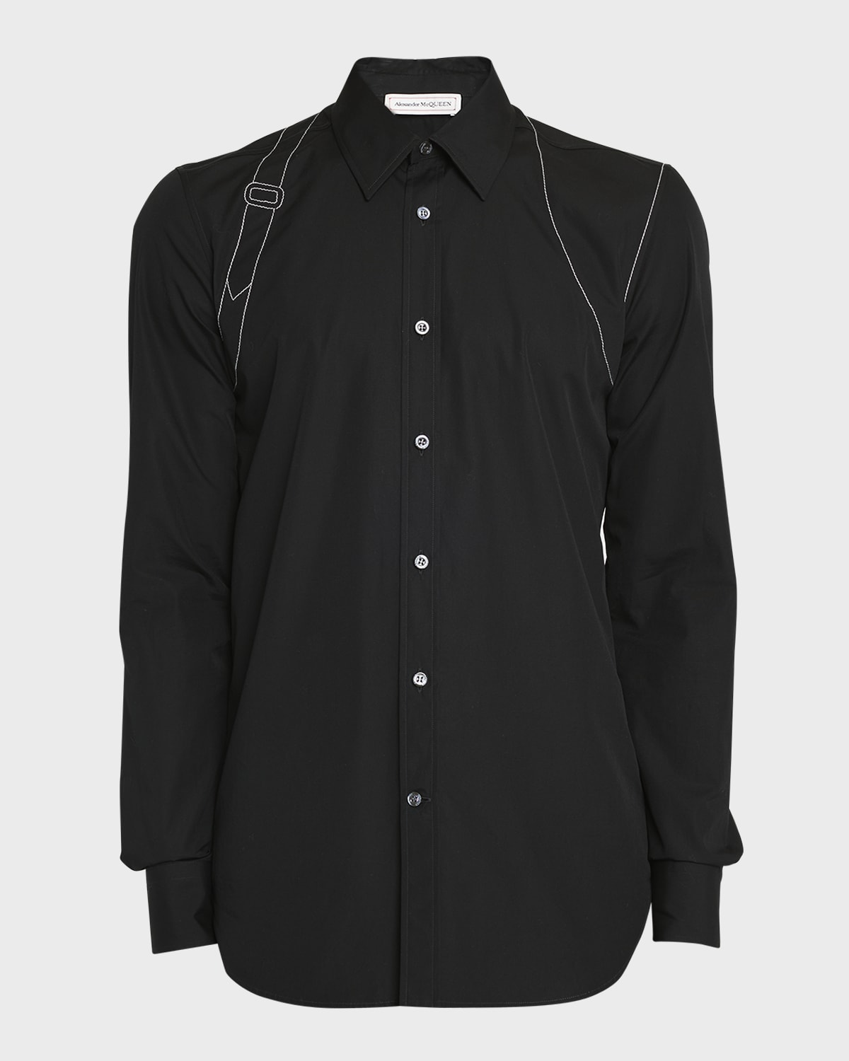 Alexander McQueen Men's Contrast-Stitch Harness Dress Shirt