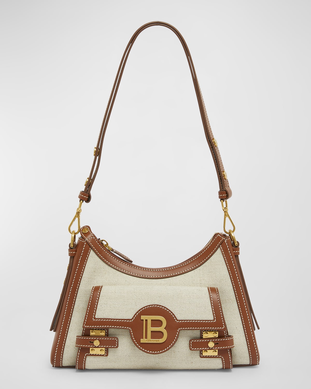 Balmain BBuzz Hobo Bag in Canvas and Leather