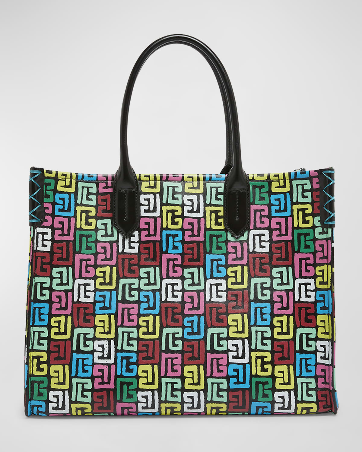 Balmain B Army Medium Shopper Tote Bag in Monogram Printed Leather