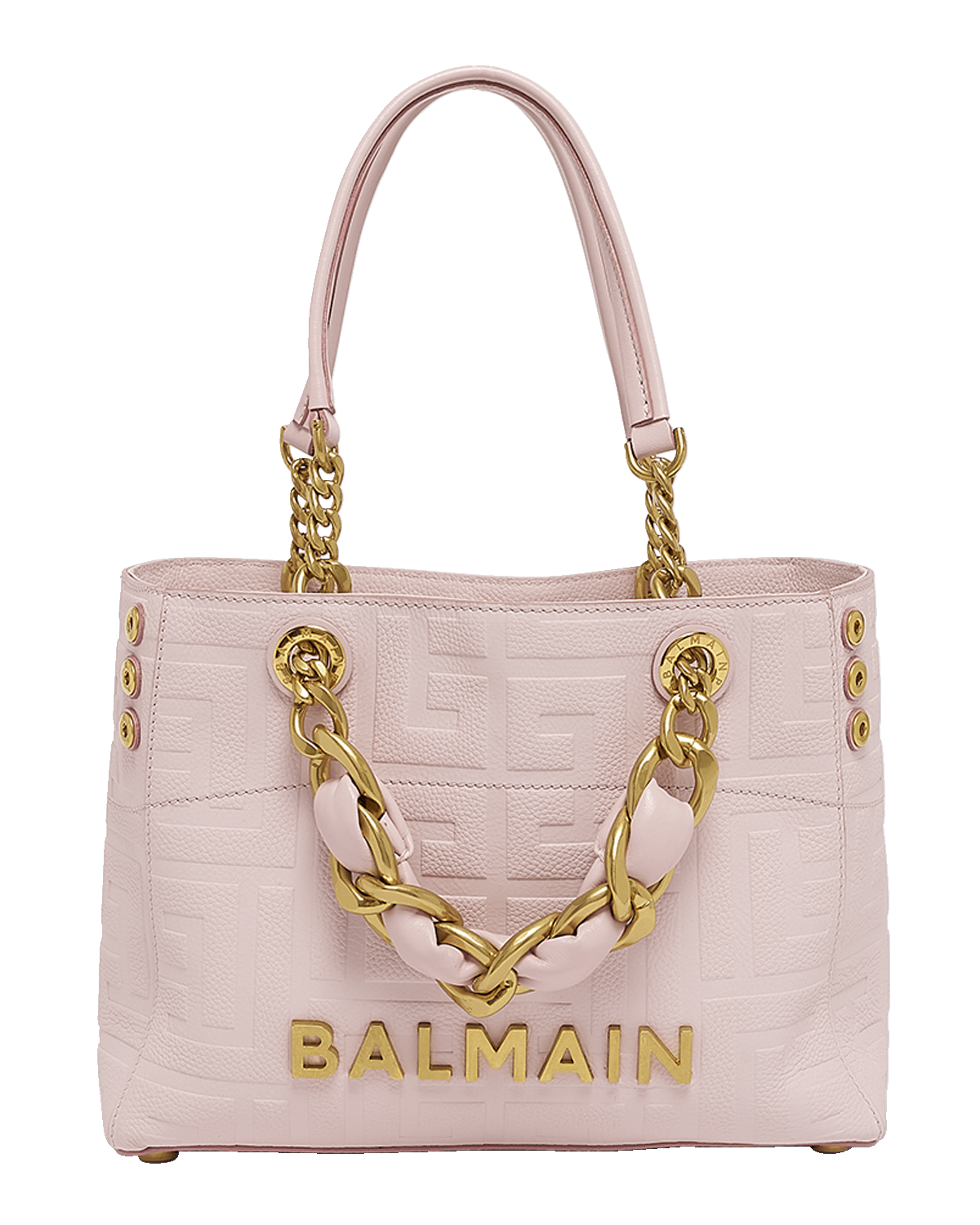 Balmain 1945 Small Cabas Tote Bag in Monogram Leather