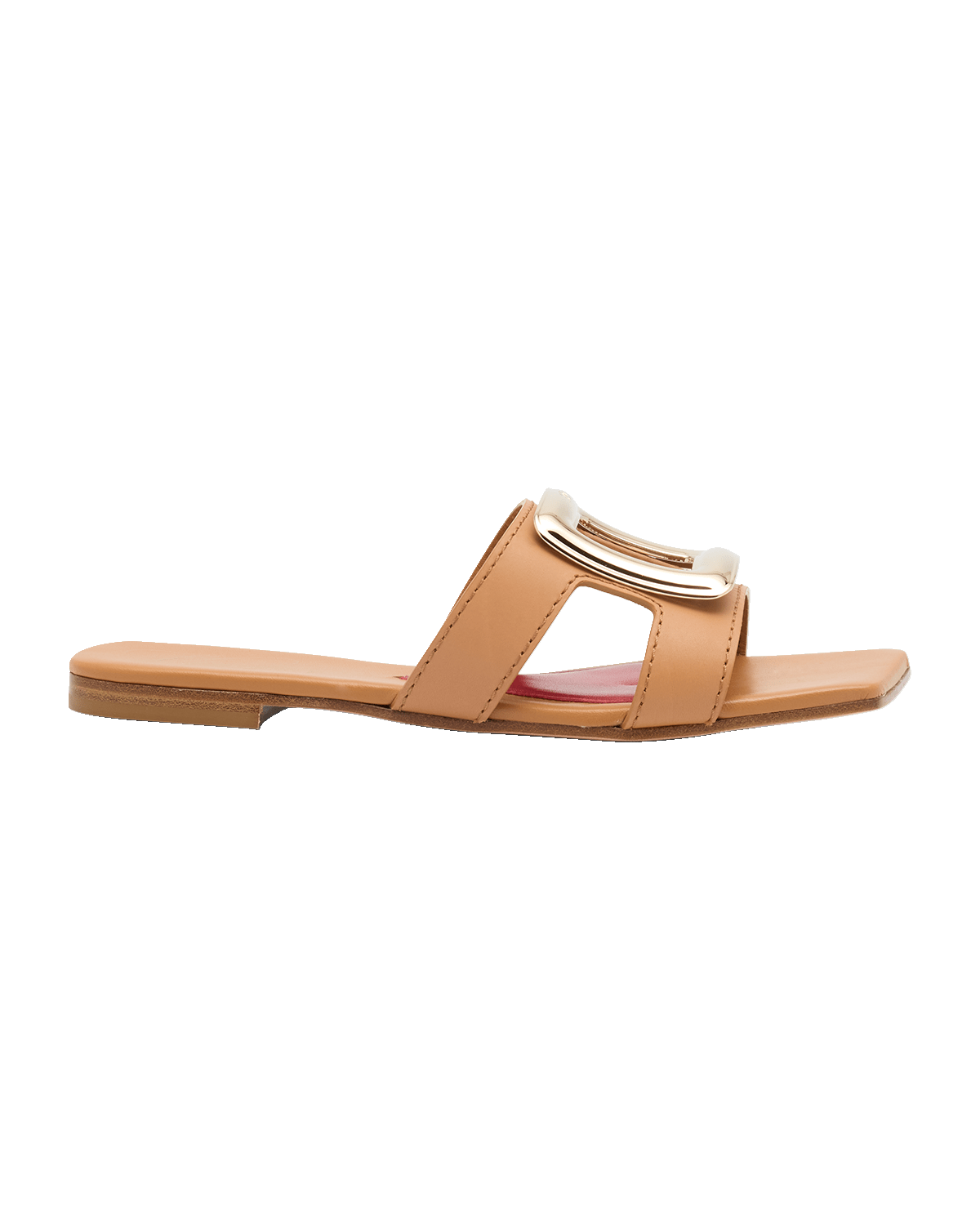 Roger Vivier Leather Buckle Flat Slide Sandals