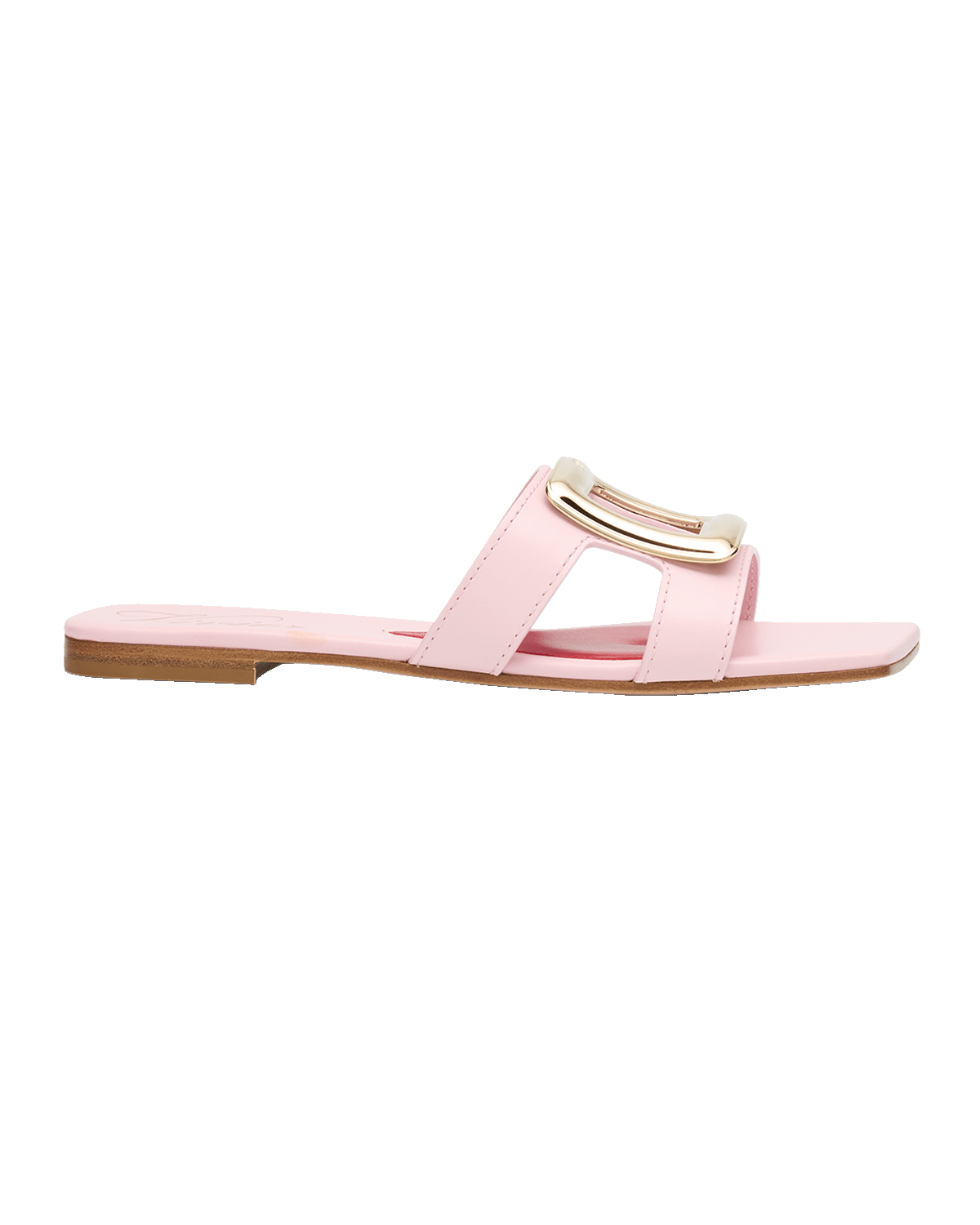 Roger Vivier Leather Buckle Flat Slide Sandals