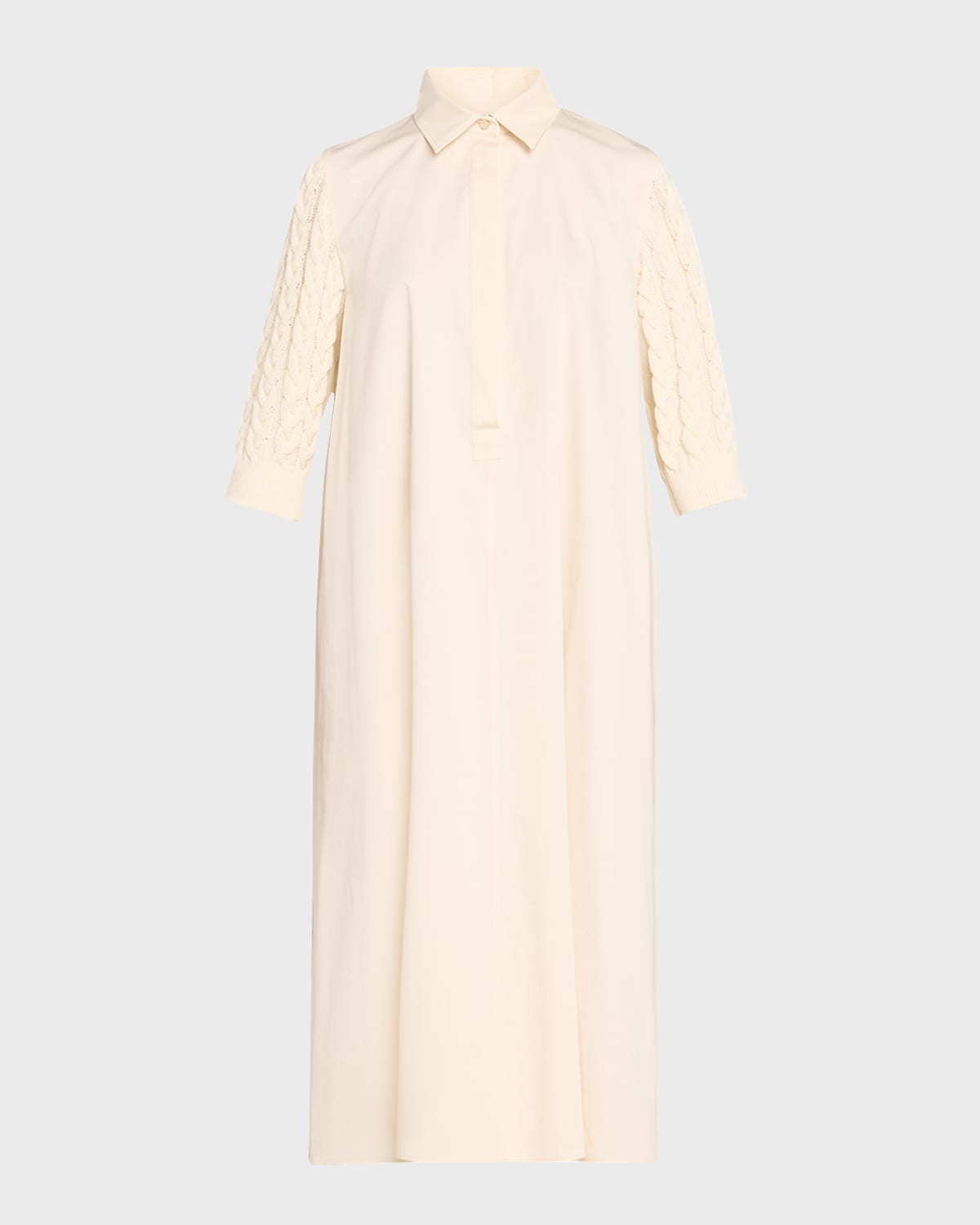 Max Mara Armonia Midi Dress with Cable-Knit Sleeves