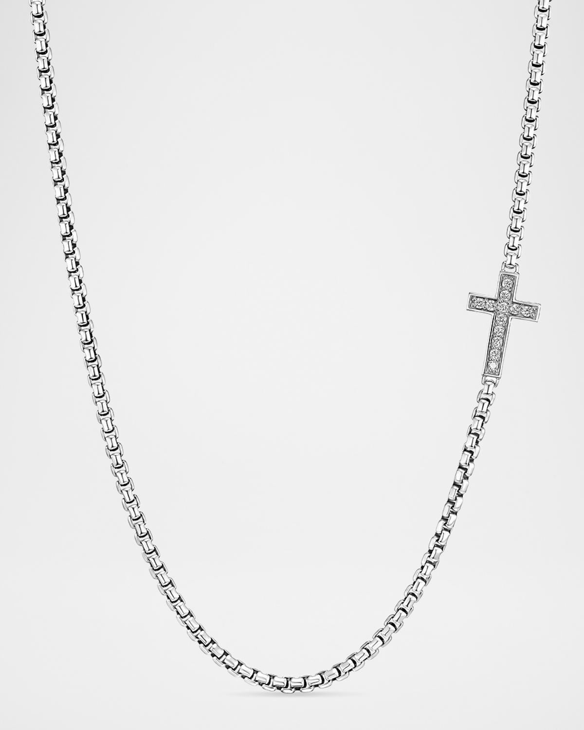Men & apos;s Sideways Cross Station Necklace, 24"L