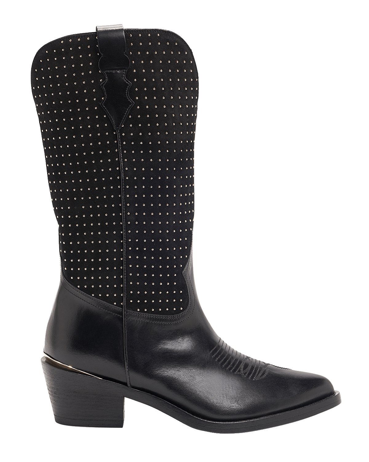 Partlow Woodley Studded Mixed Leather Western Boots