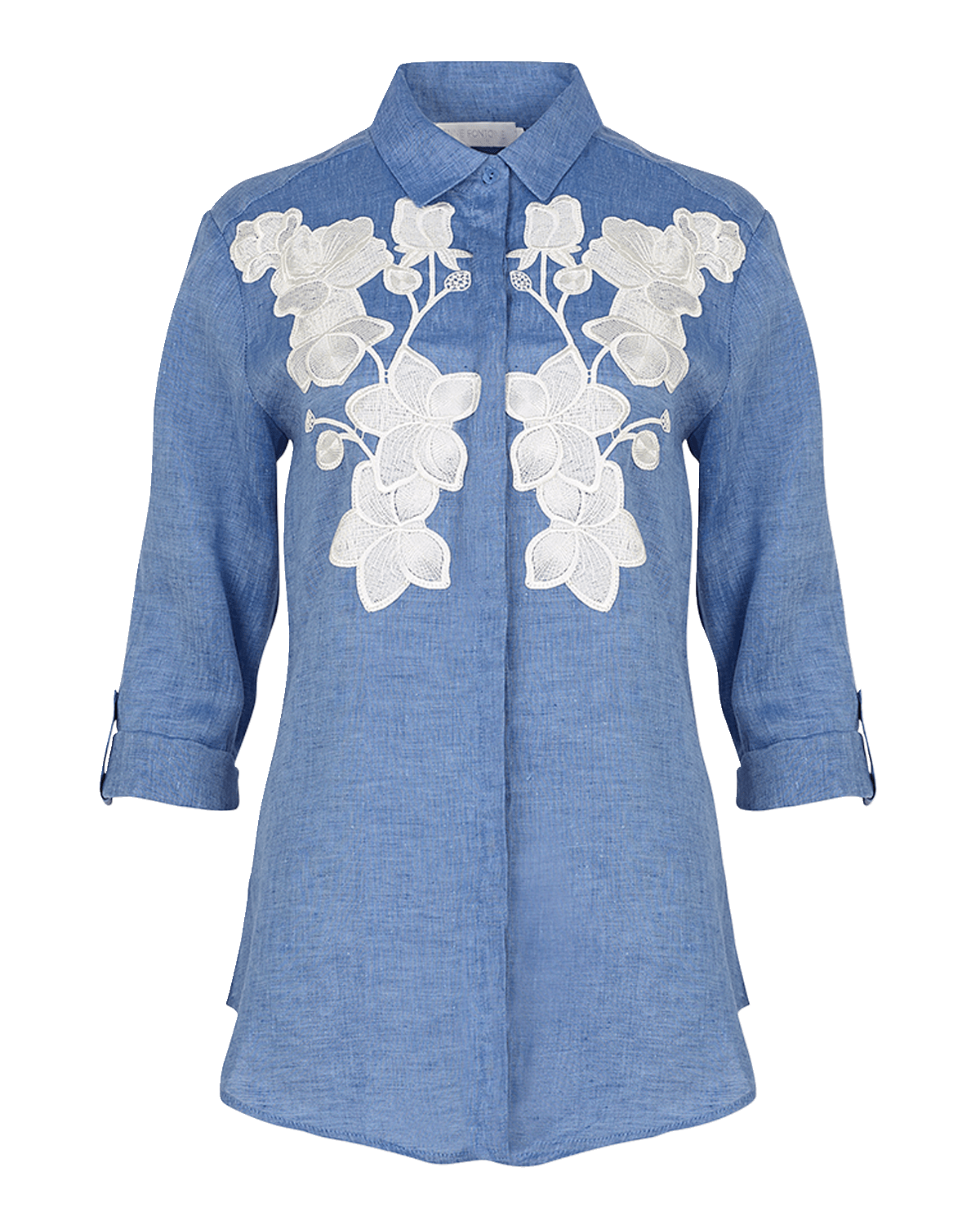 Anne Fontaine Citron Floral Applique Button-Down Shirt