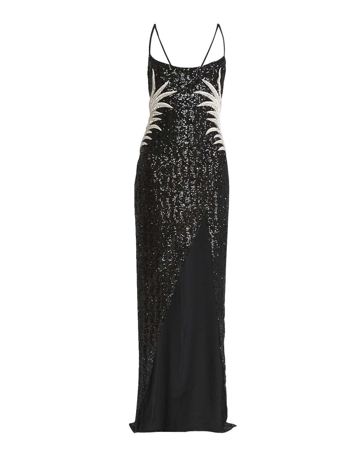 Balmain Sequin Embroidered Palm Tree Gown with Slit