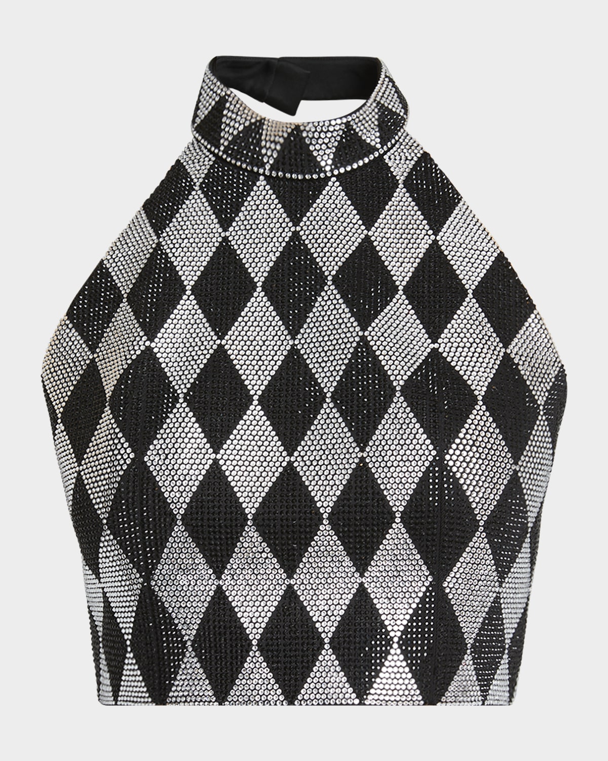 Balmain Diamond Print Crystal Embellished Top