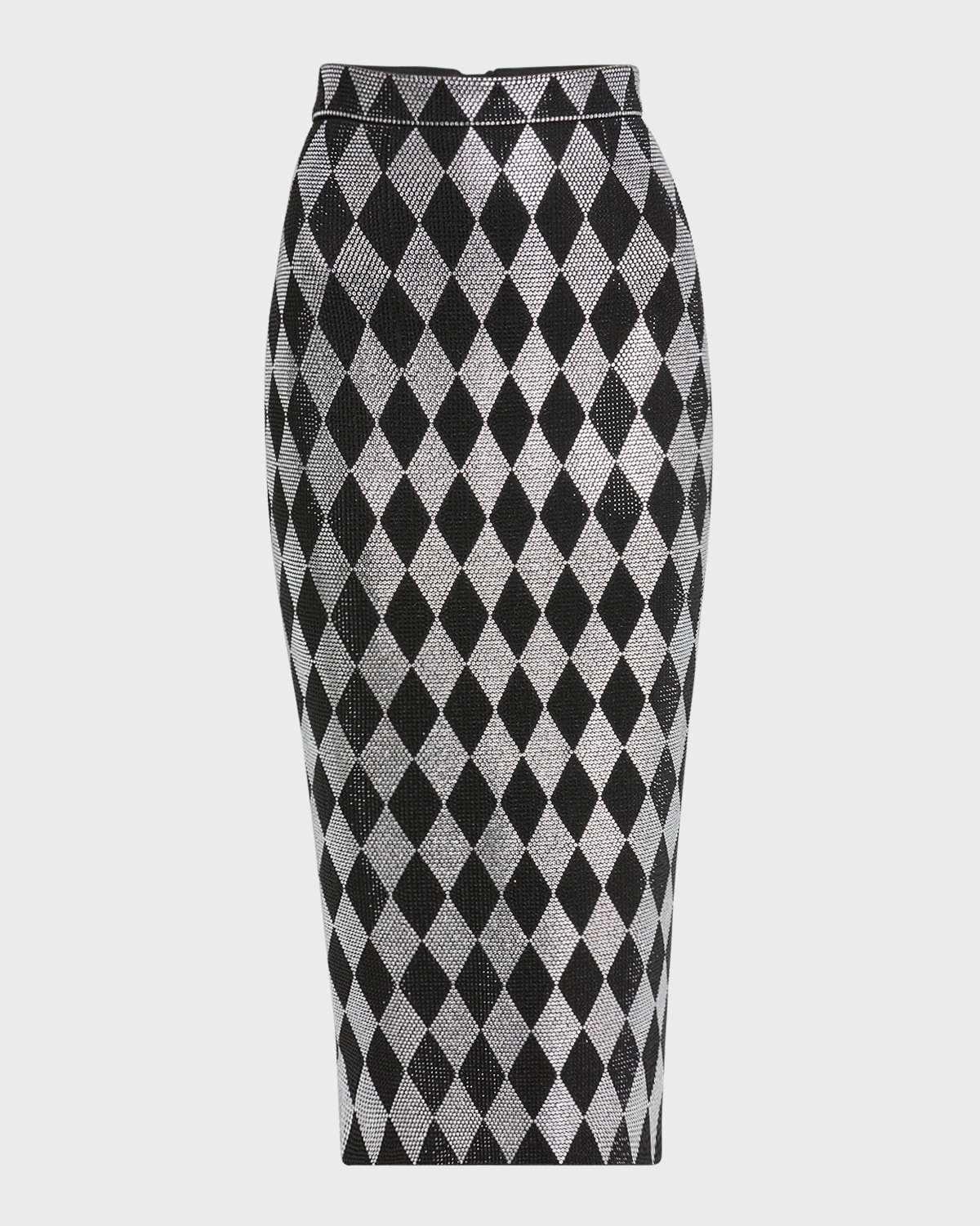 Balmain Diamond Print Crystal Embellished Midi Skirt