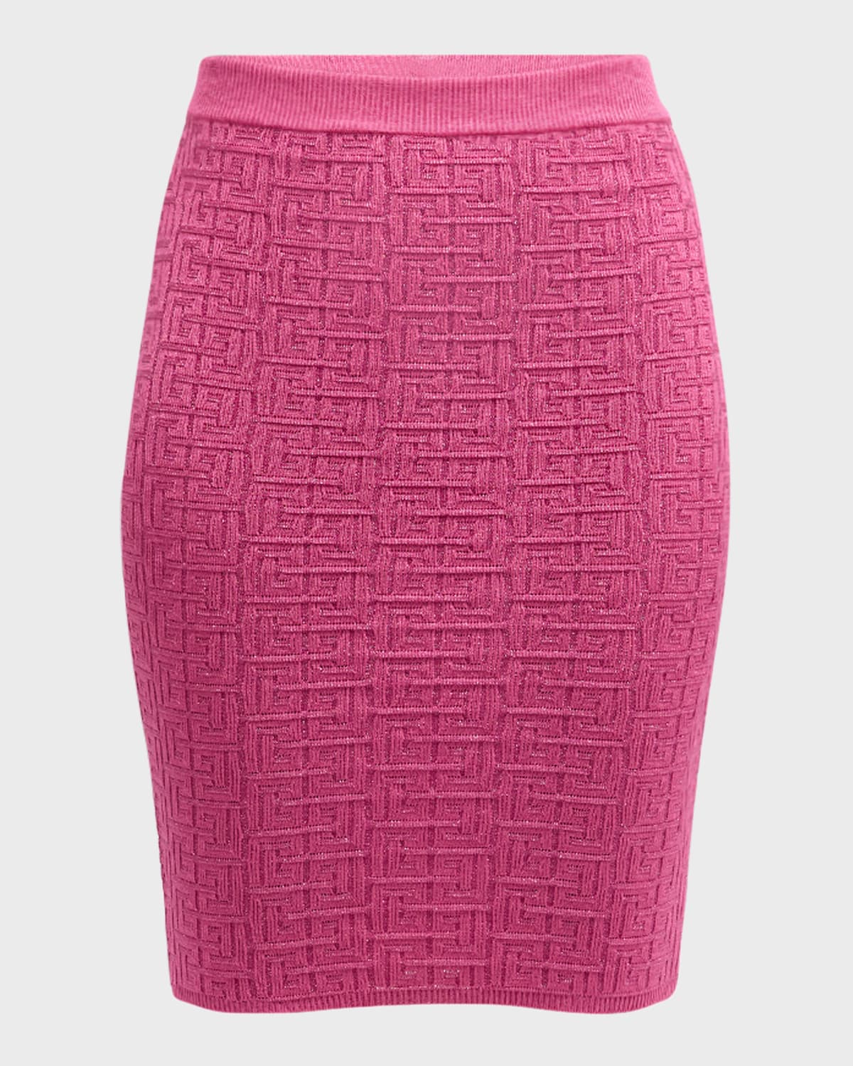 Balmain Monogram Glitter Knit Midi Skirt