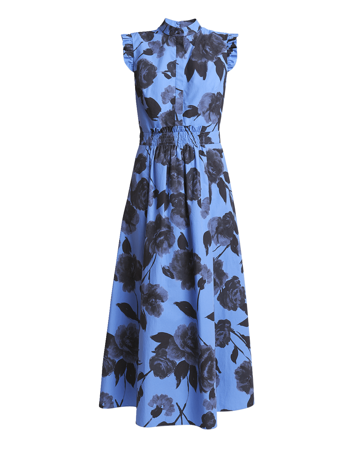 Erdem Sleeveless Floral Cotton Midi Dress With Full Skirt