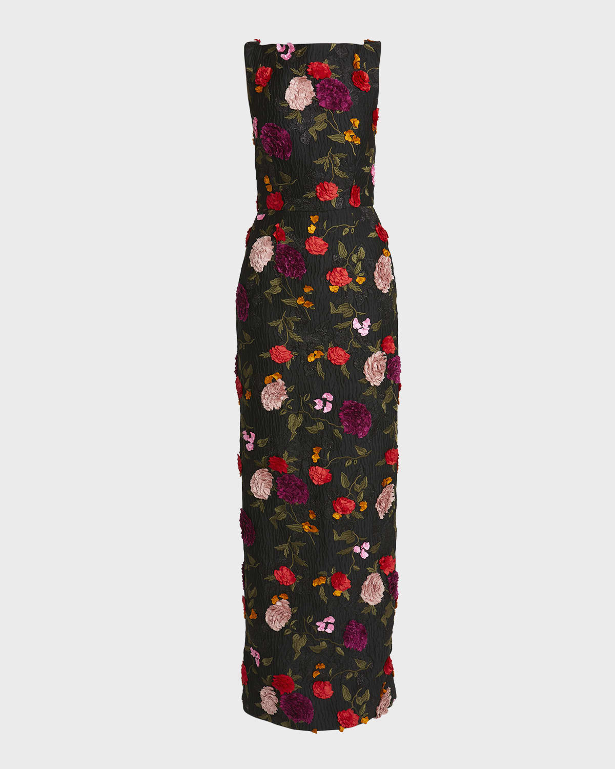 Erdem Floral Embroidered Long Sleeveless Column Gown