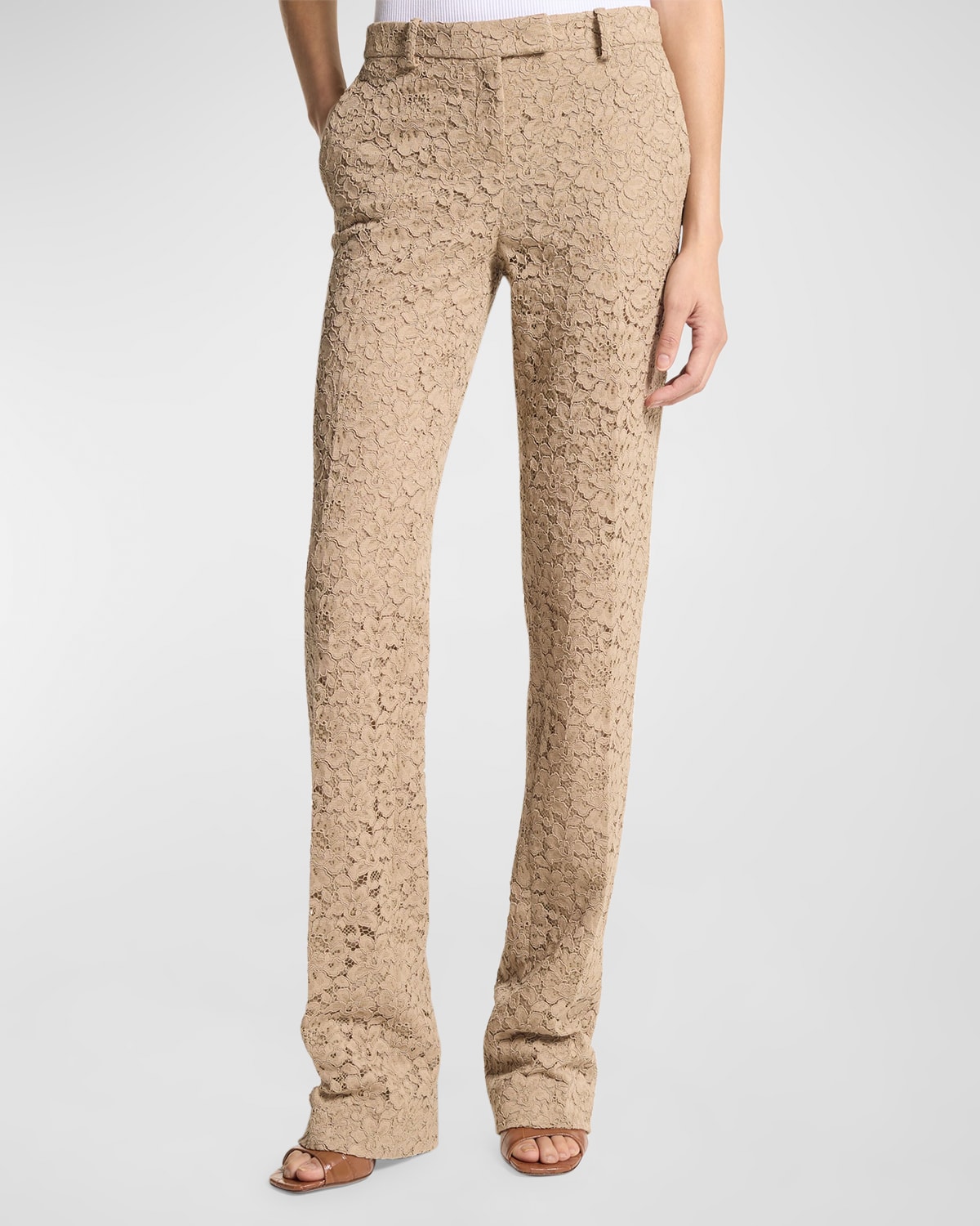 Michael Kors Collection Carolyn Corded Floral Lace Straight-Leg Trousers
