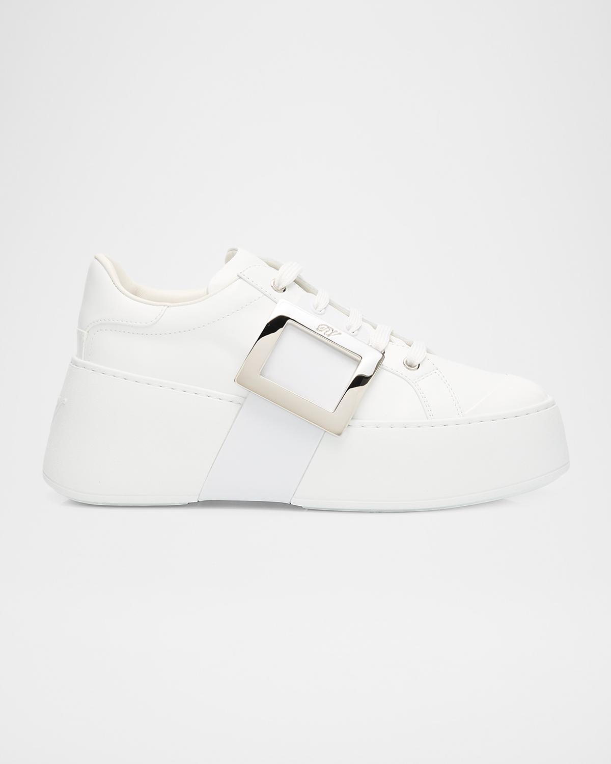Roger Vivier Viv Skate Leather Buckle Sneakers