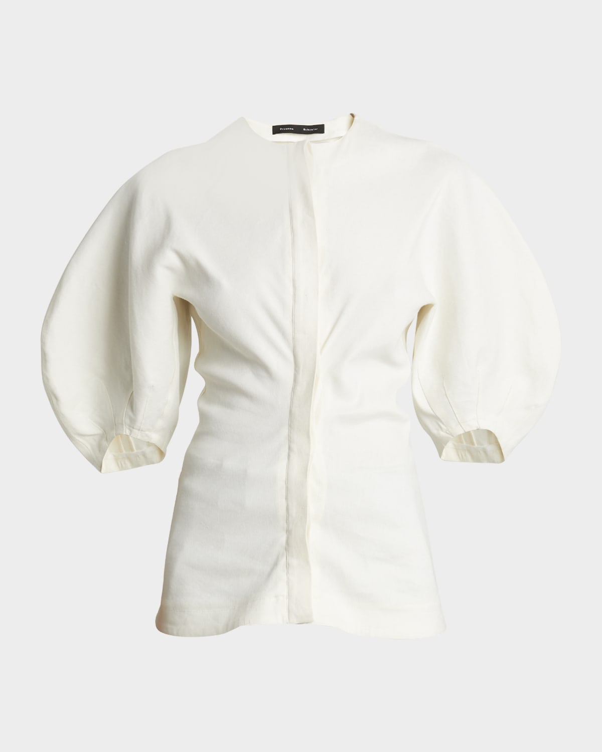 Proenza Schouler Reagan Puff-Sleeve Eco Stretch Linen-Blend Top