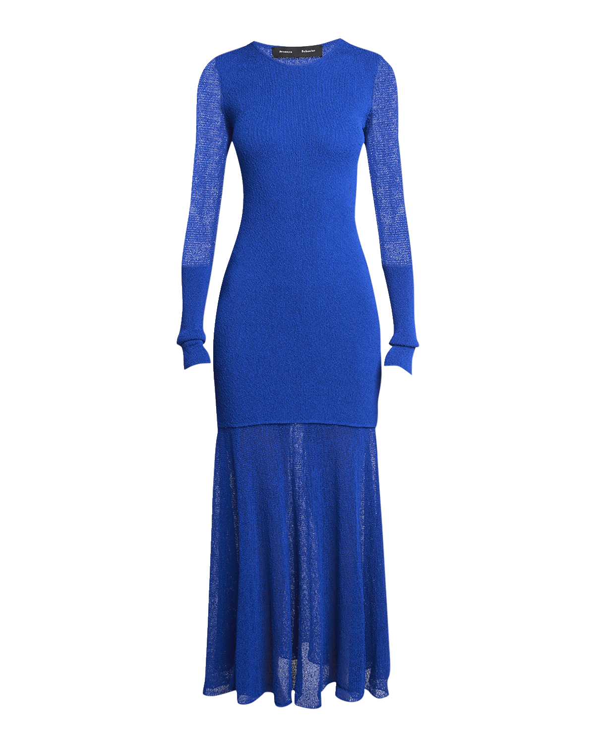 Proenza Schouler Anita Long-Sleeve Sheer Open-Knit Layered Maxi Dress