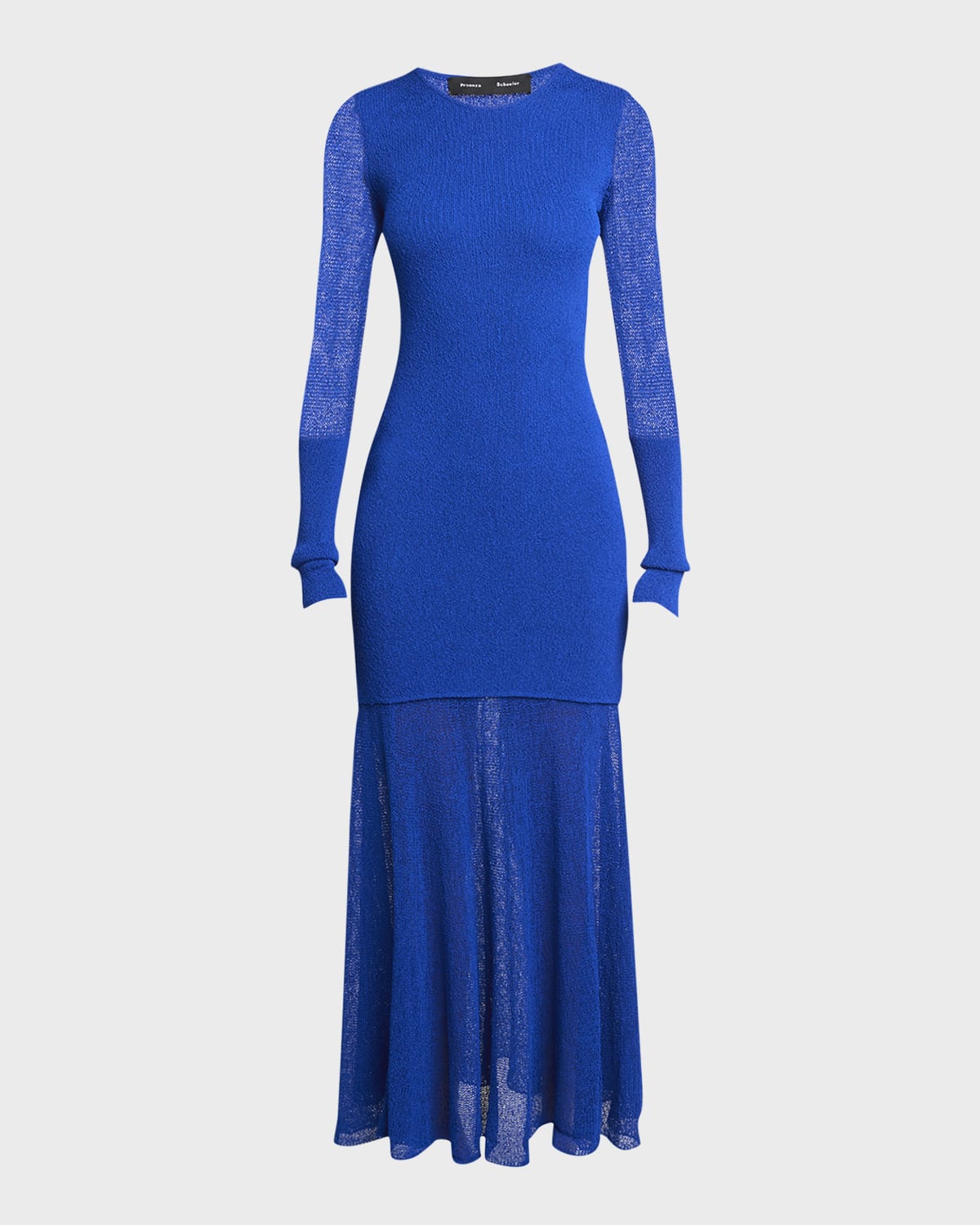 Proenza Schouler Anita Long-Sleeve Sheer Open-Knit Layered Maxi Dress
