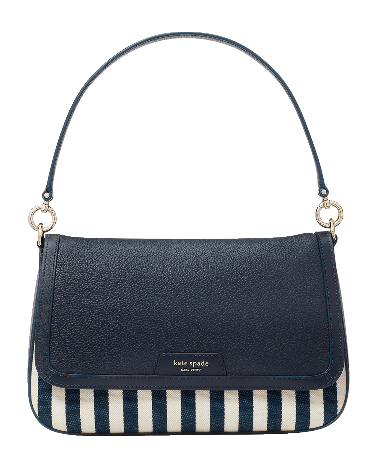 kate spade new york hudson flap striped canvas & leather shoulder bag