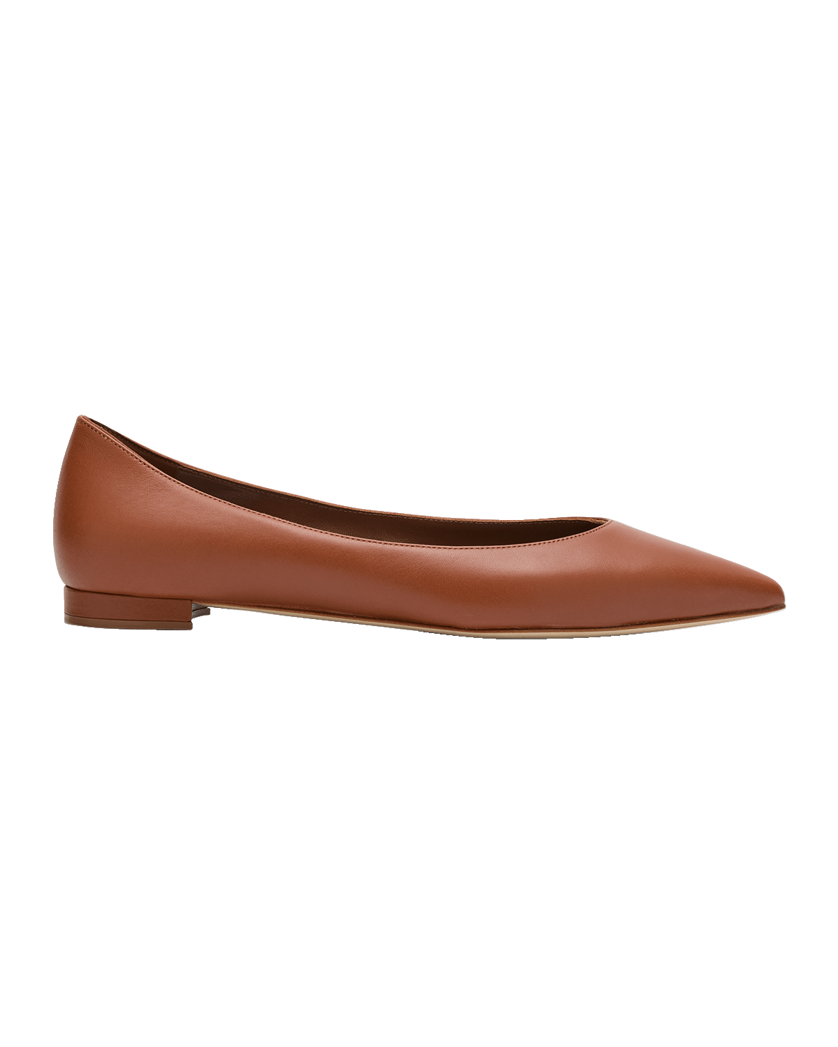Manolo Blahnik Gala Lambskin Point-Toe Ballerina Flats