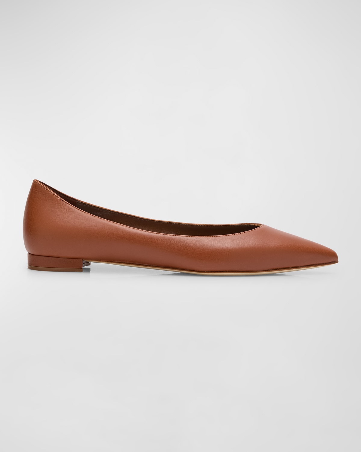 Manolo Blahnik Gala Lambskin Point-Toe Ballerina Flats