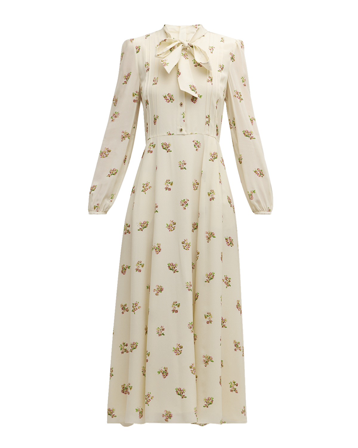 Adam Lippes Alison Floral Crepe De Chine Long-Sleeve Maxi Dress