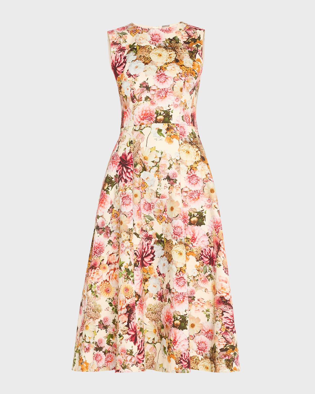 Adam Lippes Eloise Floral Print Cotton Twill Midi Dress