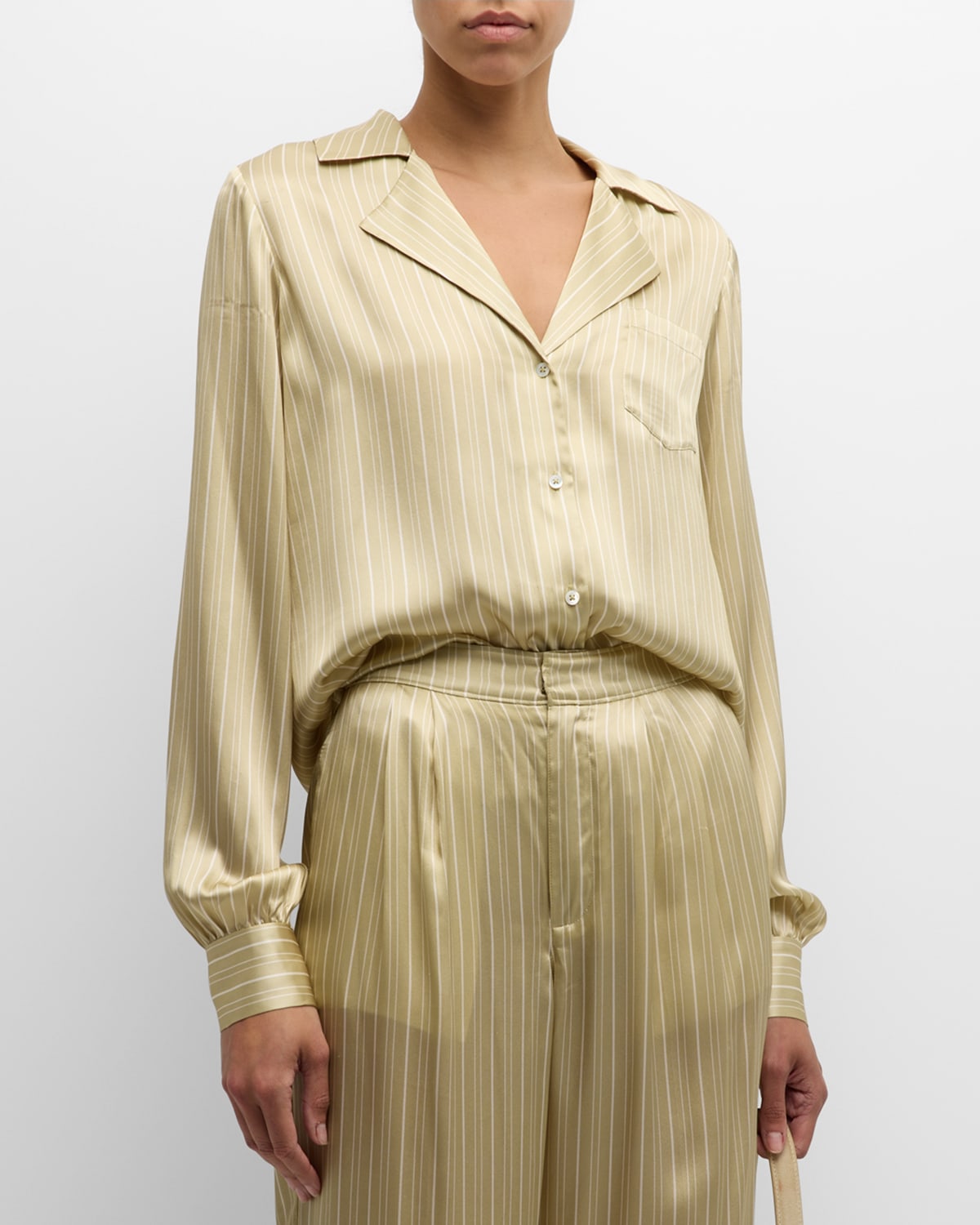 PAIGE Capriana Stripe Silk Shirt