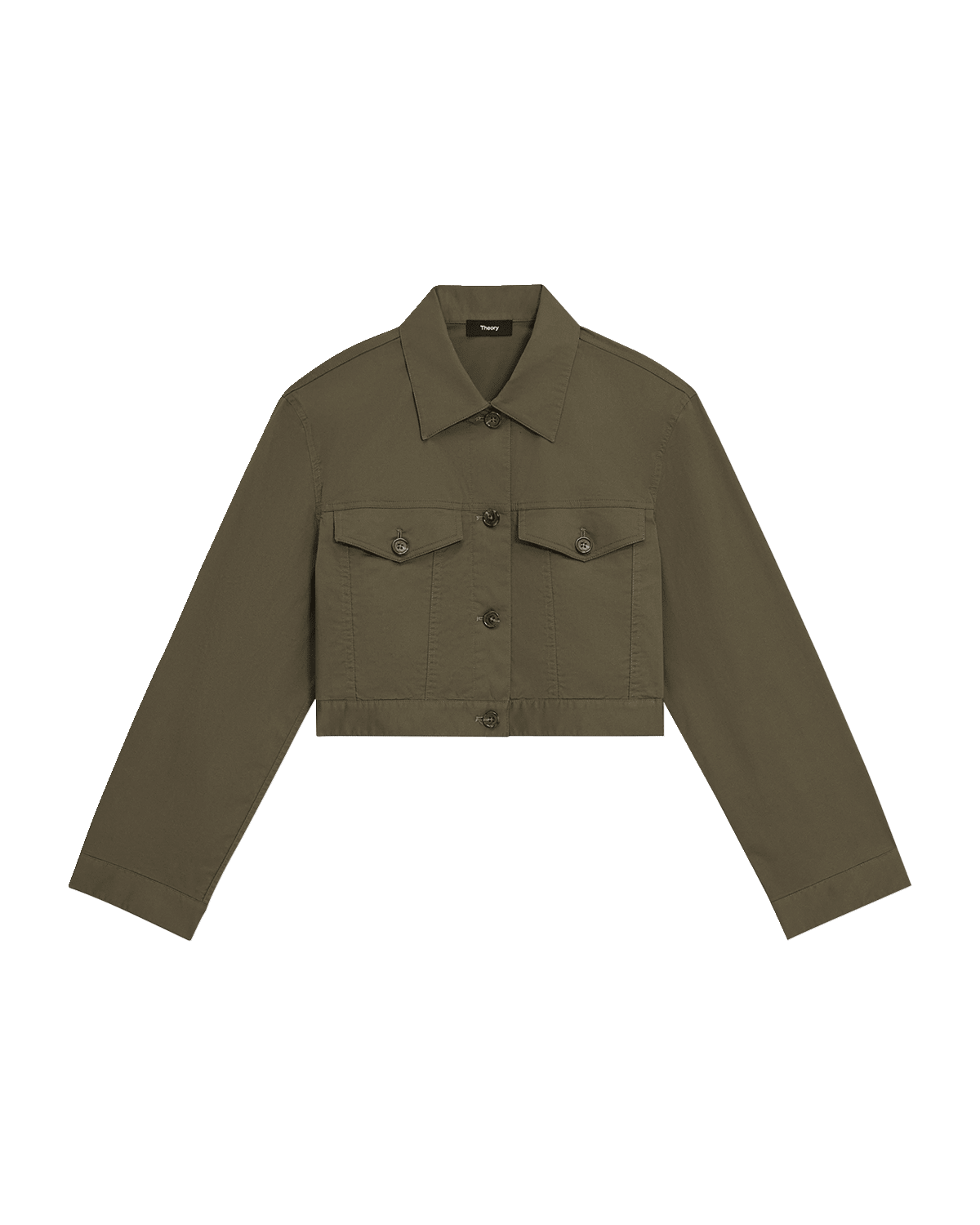 Theory Cropped Stretch Cotton Trucker Jacket