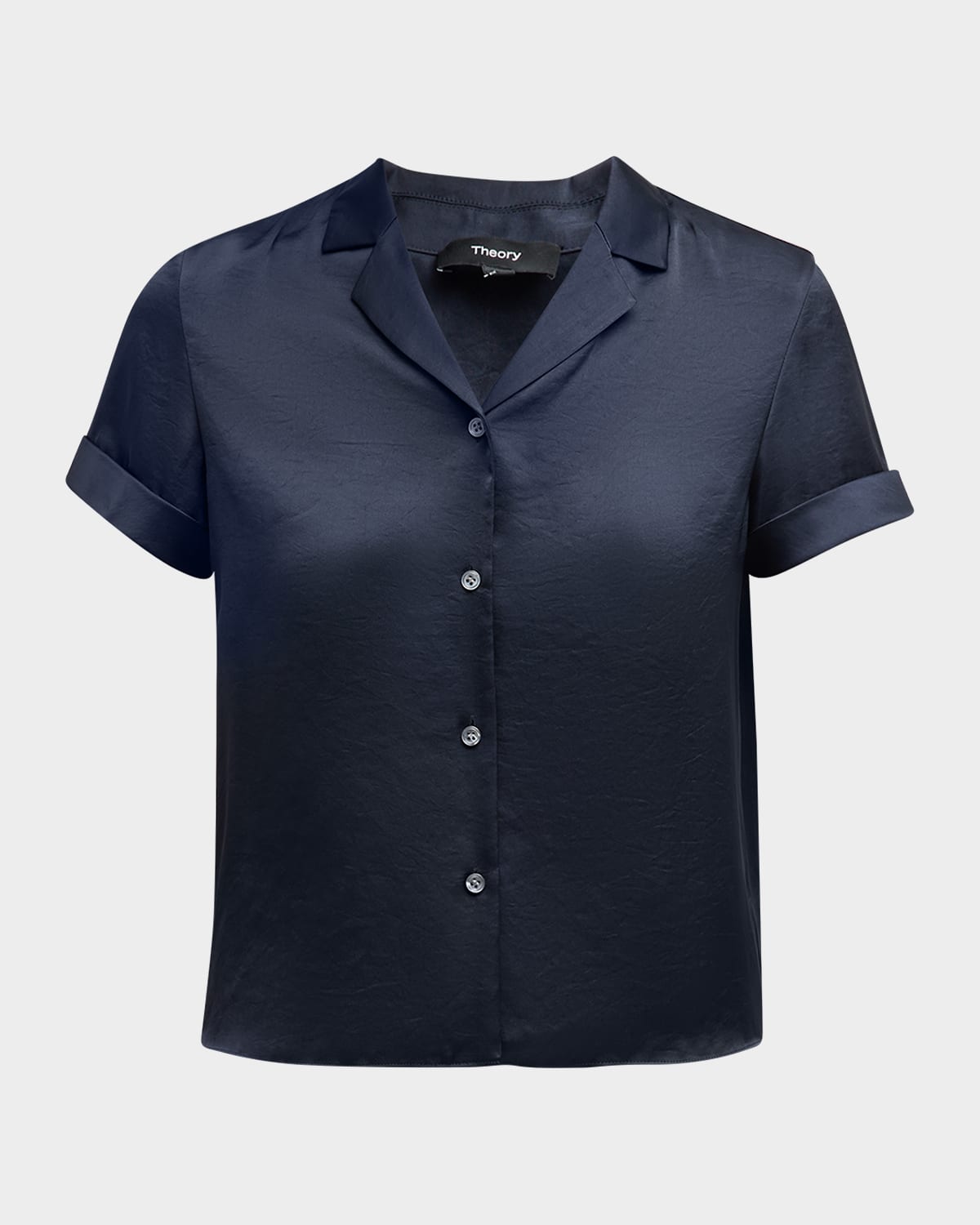 Theory Crushed Satin Camp Shirt