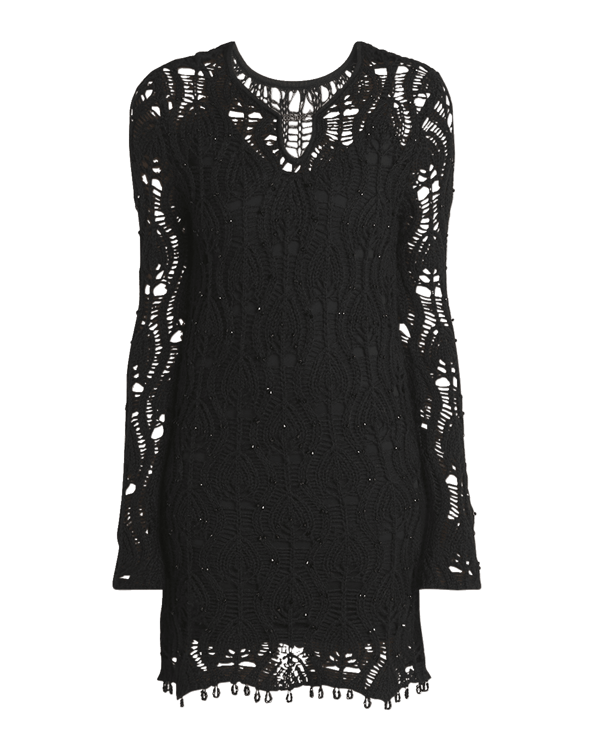 Versace Jeans Couture Long-Sleeve Crochet Mini Dress